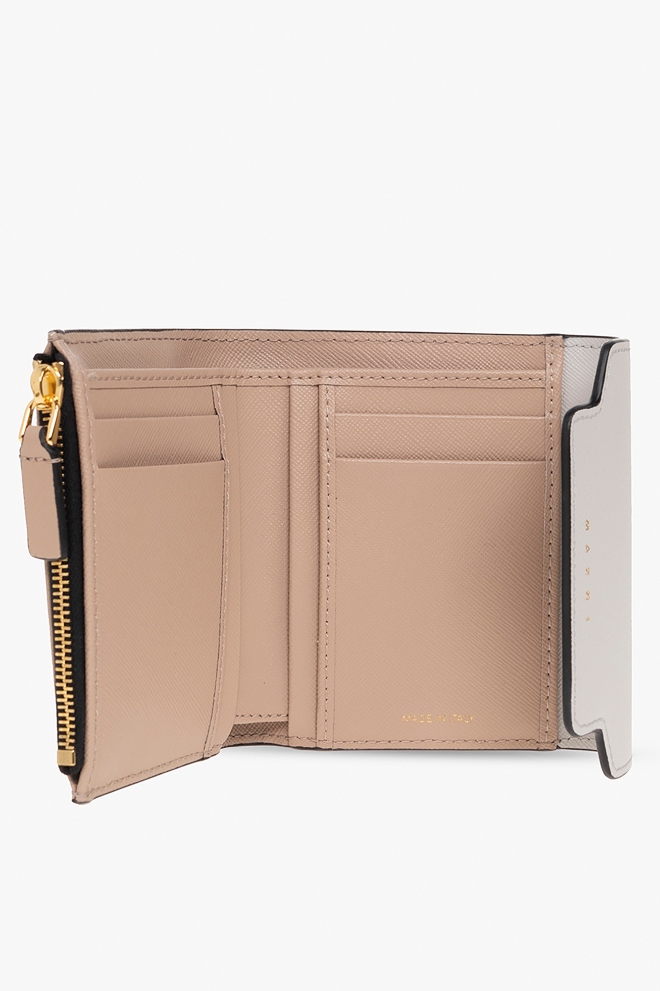 【MARNI】Multicolor Trunk Card Wallet Beige Beige leather Trunkaroo trifold wallet | Marni
